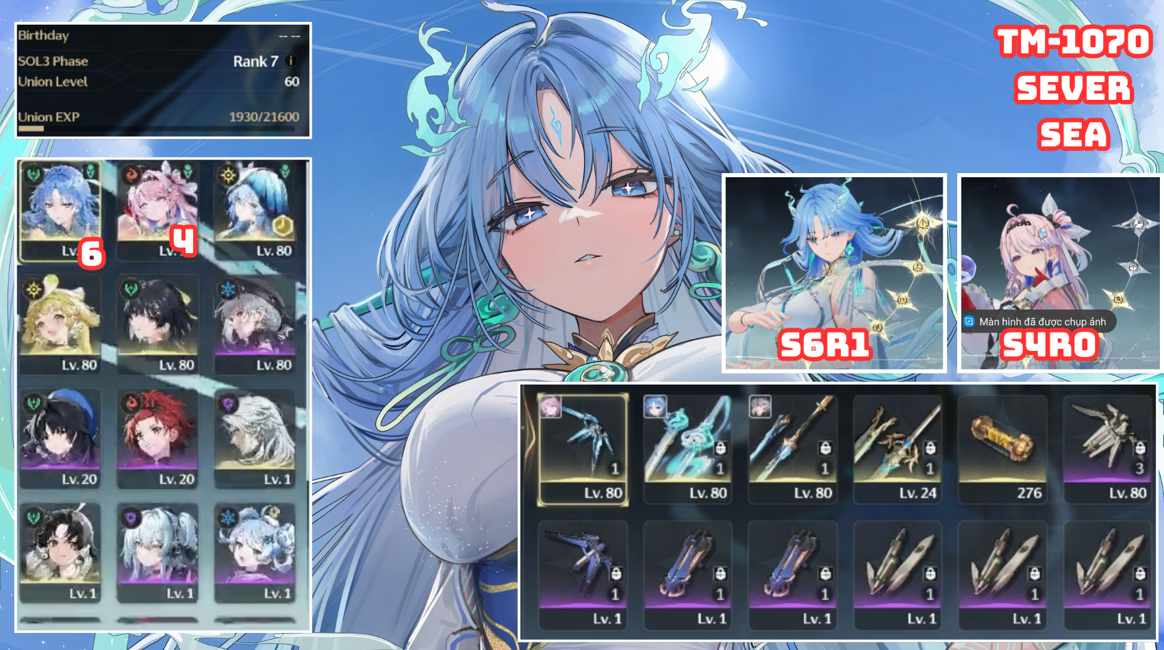 1070 Acc Reroll S6r1 Qingxiao S4r0 Denia cực luck