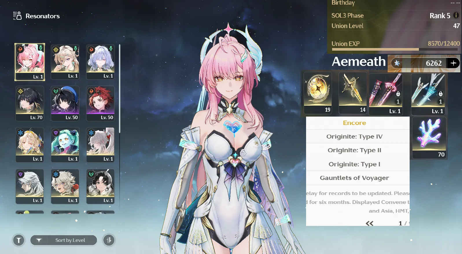 Sea Ul47 Team aemaeth tran+lynae+mornye+hiyuki tran+suisui+bảo hiểm nhân vật+6200 đá