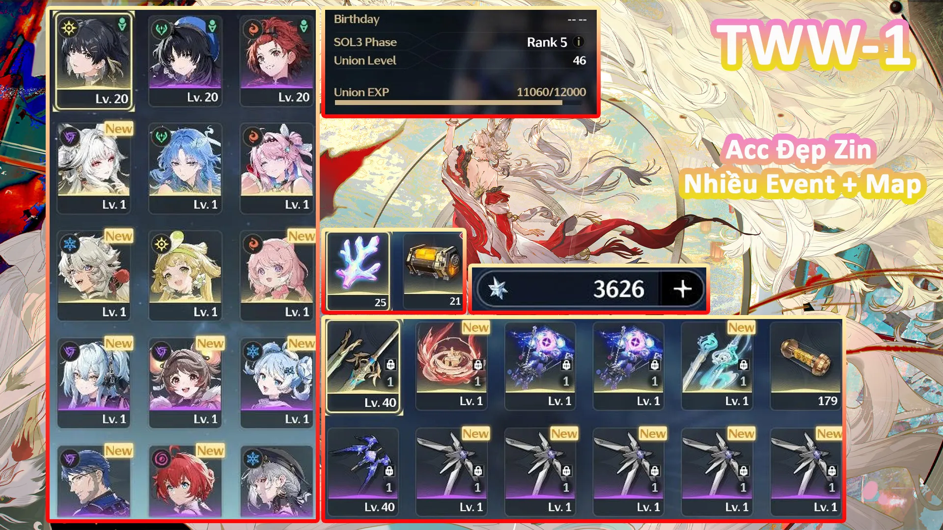 [Siêu Phẩm ] TWW-1 QINGXIAO TRẤN + DENIA TRẤN X2 + HSIN TRẤN + CÒN NHIỀU EVENT + ĐÁ