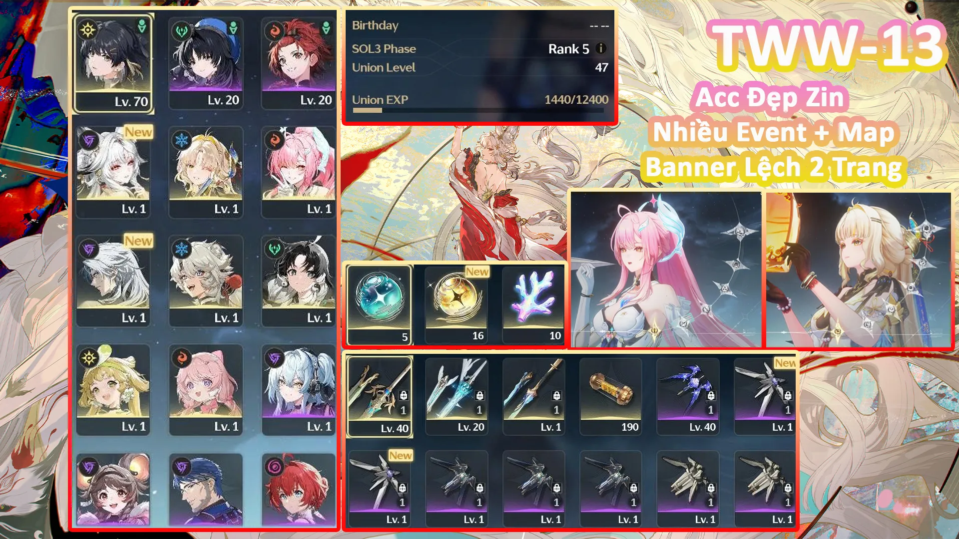 [Siêu Phẩm ] TWW-13 AEMEATH C1R1 + SUISUI C1 + HSIN + BANNER LỆCH 2 TRANG