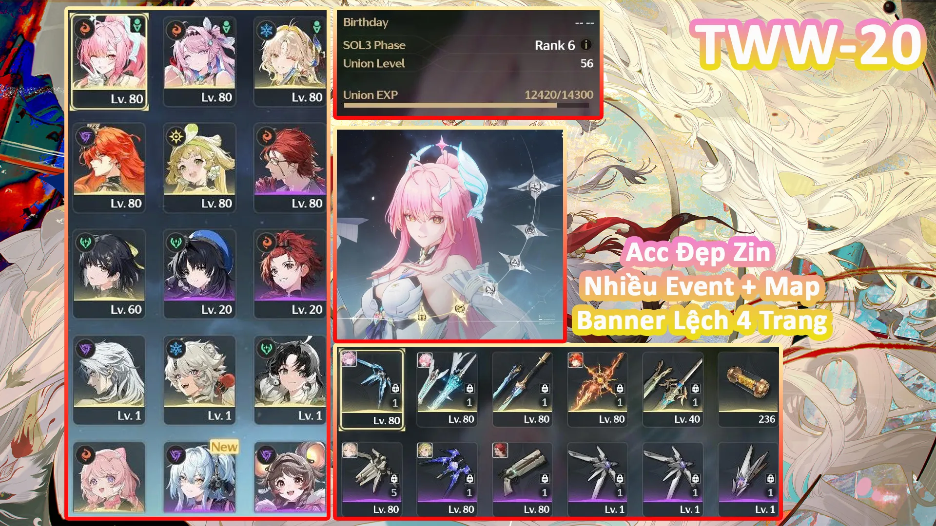 [Siêu Phẩm ] TWW-20 AEMEATH C2R1 + AUGUSTA TRẤN + SUISUI + DENIA + BANNER LỆCH 4 TRANG + CÒN MAP + EVENT