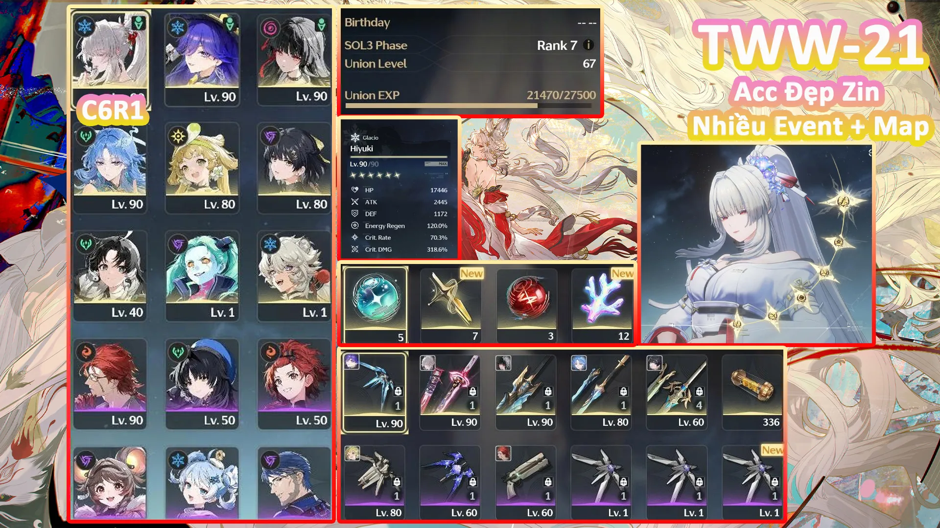 [Siêu Phẩm TEAM HIYUKI C6R1 DÁT KIM CƯƠNG ] TWW-21 HIYUKI C6R1 + LUCILLA + CHISA + QINGXIAO + CÒN NHIỀU MAP + EVENT VỀ CÀY HSIN