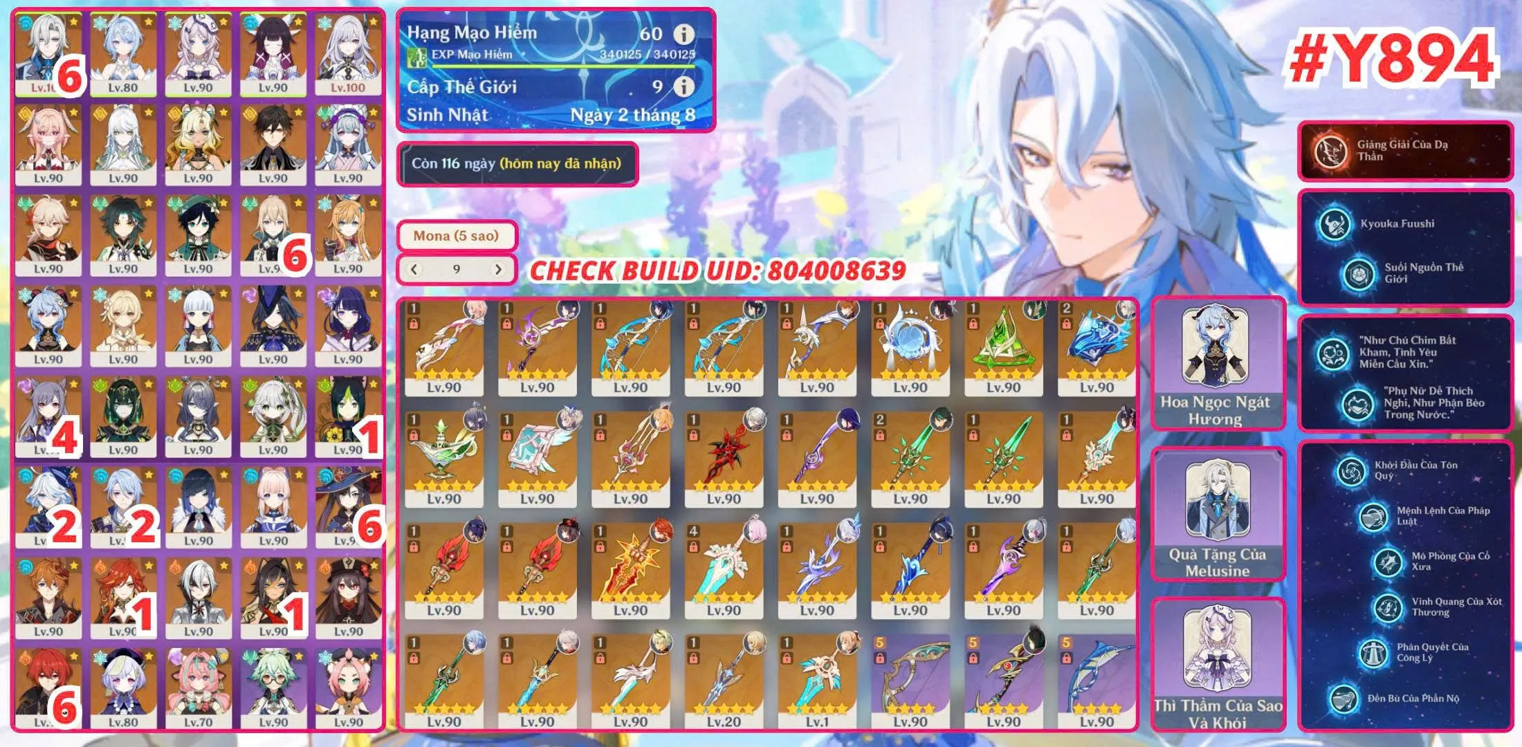 #Y894  
Neuvi C6R1 Full Team, Skirk Full Team, Zibai Full Team, Nefer Full Team, Mavuika Full Team, Siêu Nhiều Char Team Vip Cho Ae Bú