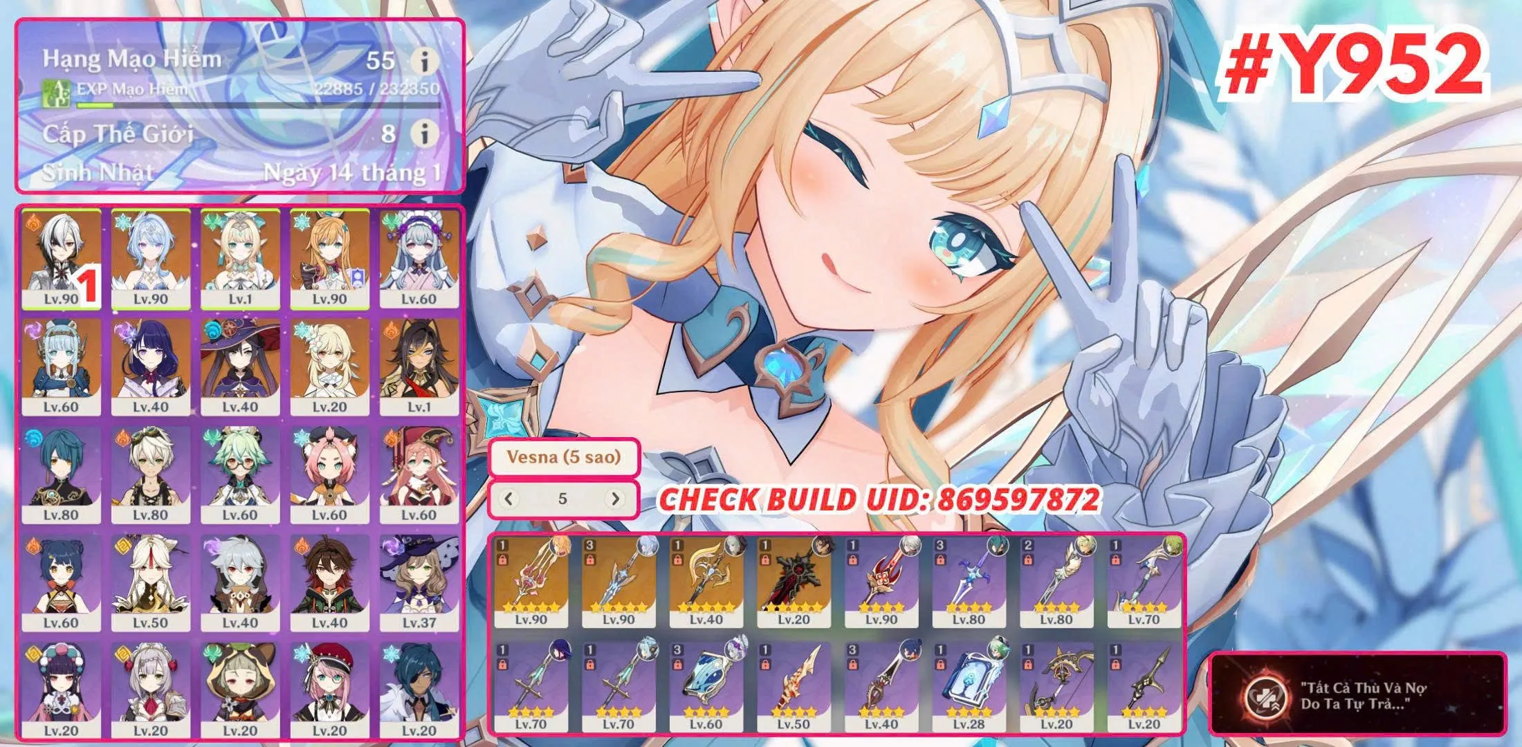#Y952  
Vesna x Odette, Esco Trấn, Arlecino C1