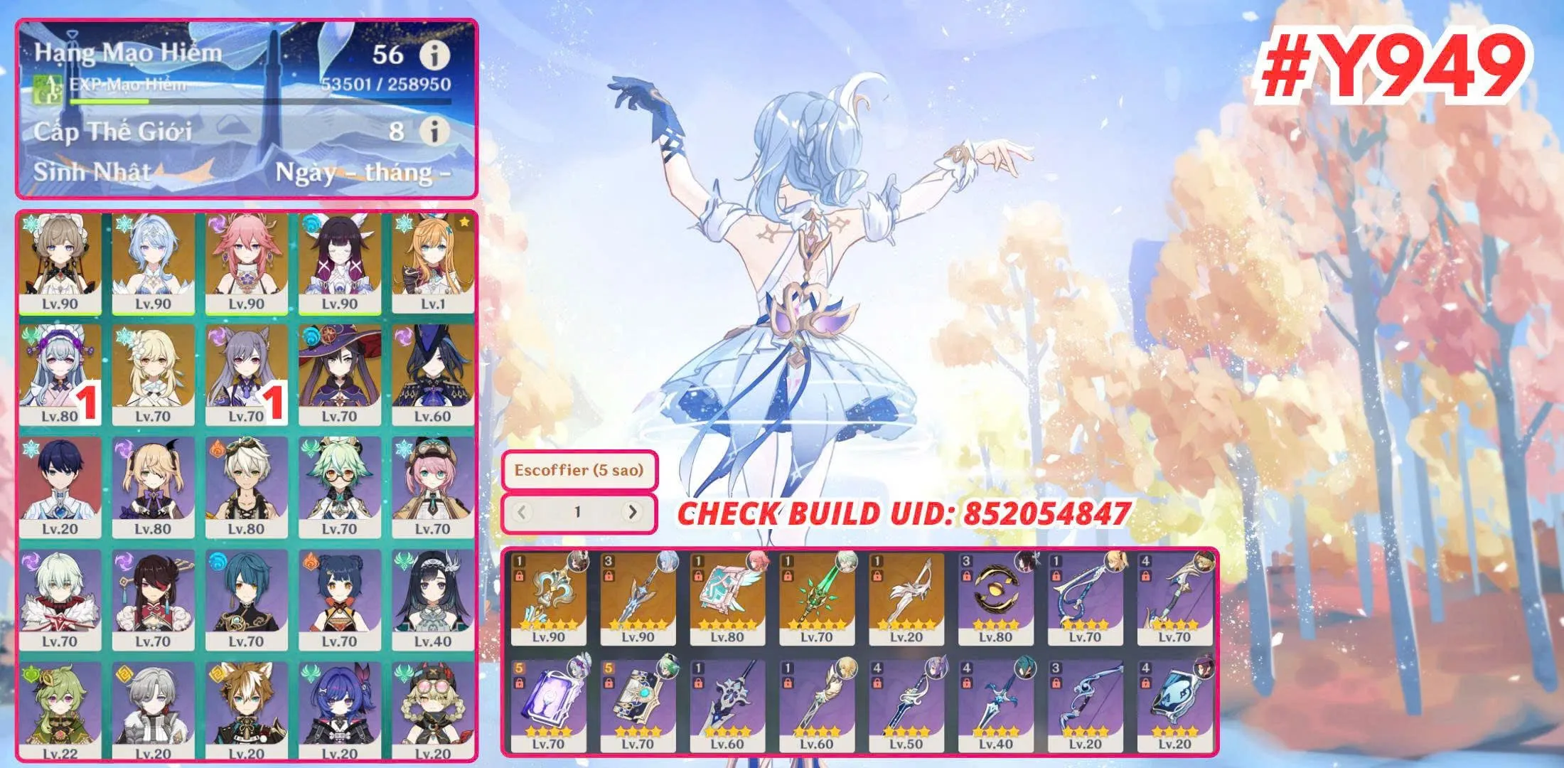 #Y949  
Sandrone Full Team Dát Vàng Cho Ae 
Acc CN Trắng Thông Tin Hiếm
