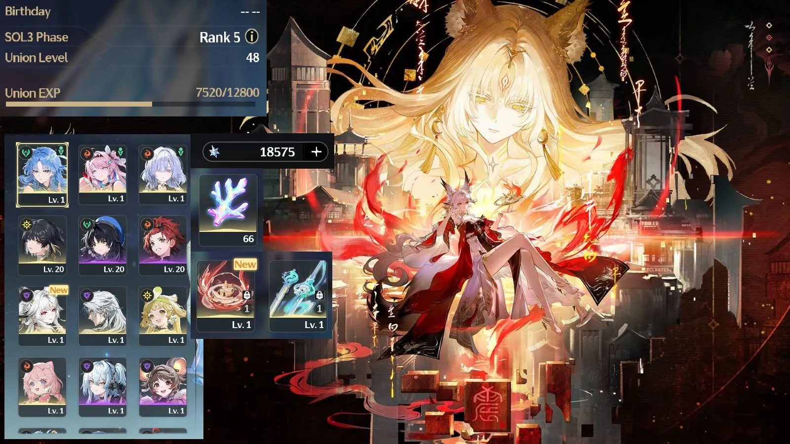 [Reroll]Sea ul48 Hsin tran+Team Qingxiao tran+denia+mornye+18500 đá+66 san ho